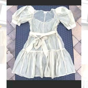 Danielle Bernstein Organza Puff Sleeve Mini Dress